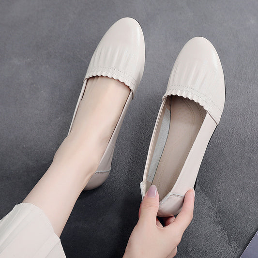Women's First Layer Cowhide Flat Shoes Fashion Office Lady Shoes Women Flats Genuine Leather Loafers Footwear
