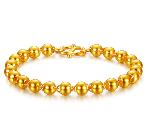 Men's round bead bracelet with 24k gold imitation