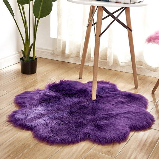 Artificial Woolen Carpet Rug Floral Shape Sheepskin Hairy Carpet Faux Mat Seat Pad Fur Warm Tapetes Floor Mat Soft Area Rug