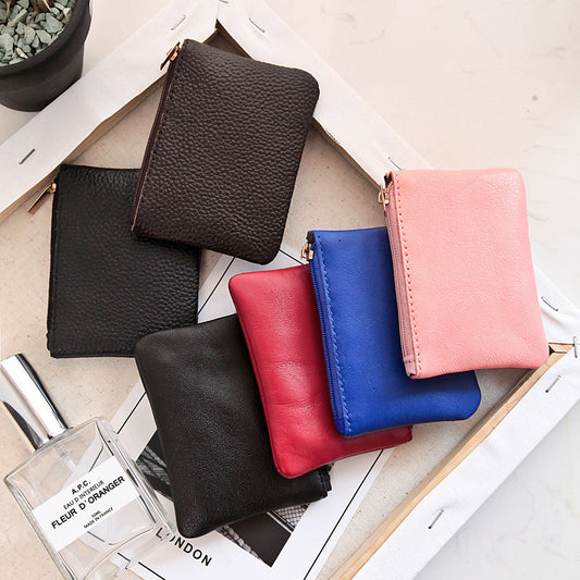 new small sheepskin leather purse wallet bank card set mini small coin pouch to fight a lot of supply