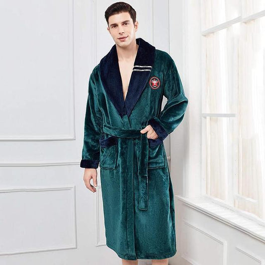 Winter Flannel Lovers Robe Gown Elegant Solid Casual Sleepwe