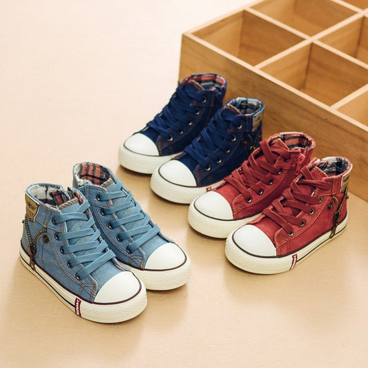 Autumn Expert Skill Children Casual Shoes Boys Girls Sport Shoes Breathable Denim Sneakers Kids Canvas Shoes Baby Boots