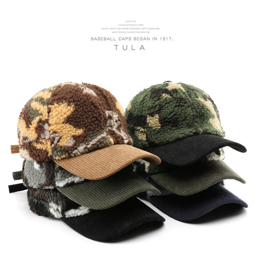 Autumn Winter Assorted Colors Plush Camouflage Outdoor Keep Warm Baseball Cap
