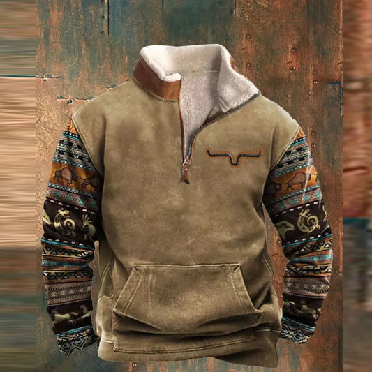 Men's Clothing Brushed Hoody Stand Collar Retro