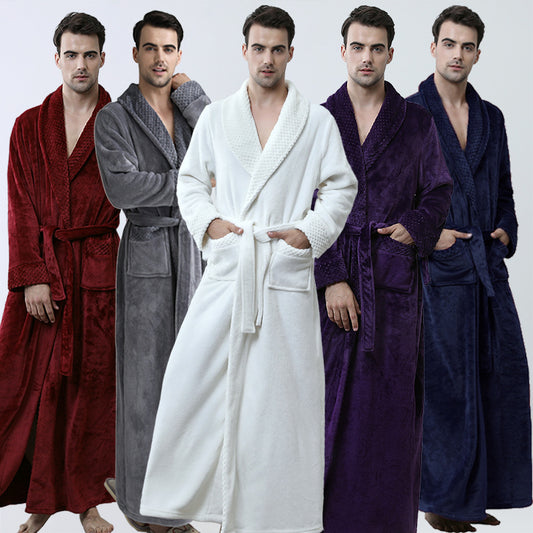 Men's Winter Coral Fleece Nightgown Homewear Thickened Pajamas
