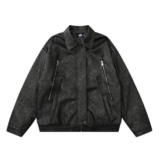 Men's FallWinter Loose Casual Leather Clothing Coat