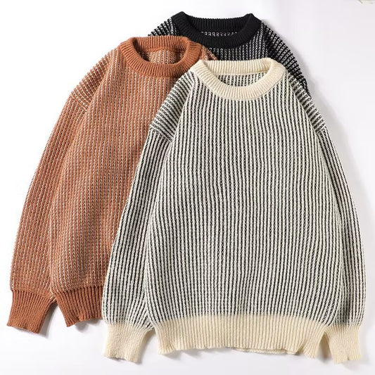 Round Neck Striped Sweater For Men