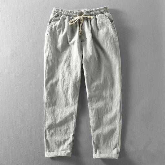 Men's Linen Pants Casual Solid Color Thin Tether Loose