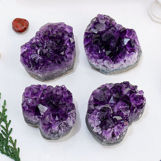 Purple Water Crystal Cluster Love Decoration Piece Raw Stone Ore Specimen Heart