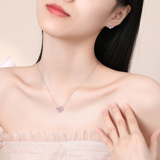 Sterling Silver New Style Hollow Heart Clavicle Chain