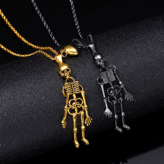 Vintage Skull Ghost Necklace Hand In Hand