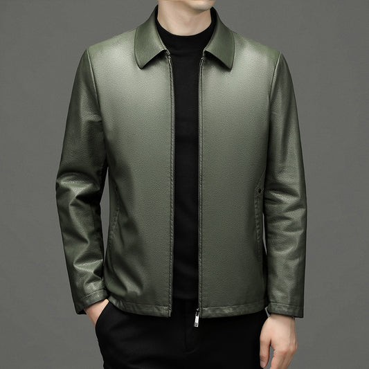 Lapel Ecological Real Leather Clothes Coat Leather Jacket Men