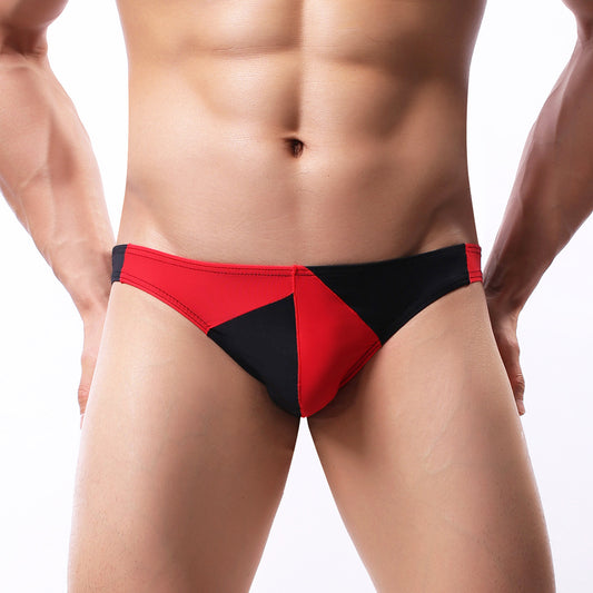 Personality Stitching Silky Men's Briefs