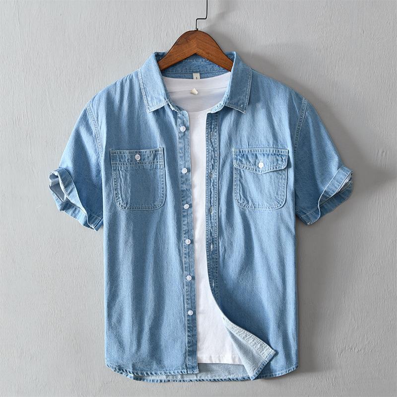 Summer Cotton Denim Shirt Coat For Men
