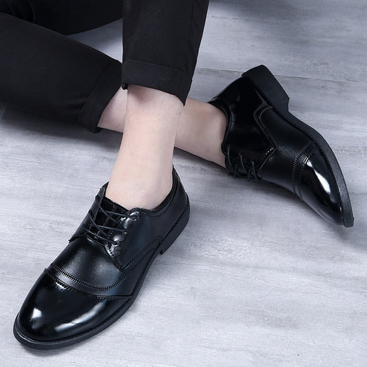 Business Formal Wear British Black Soft End Leather Shoes Men