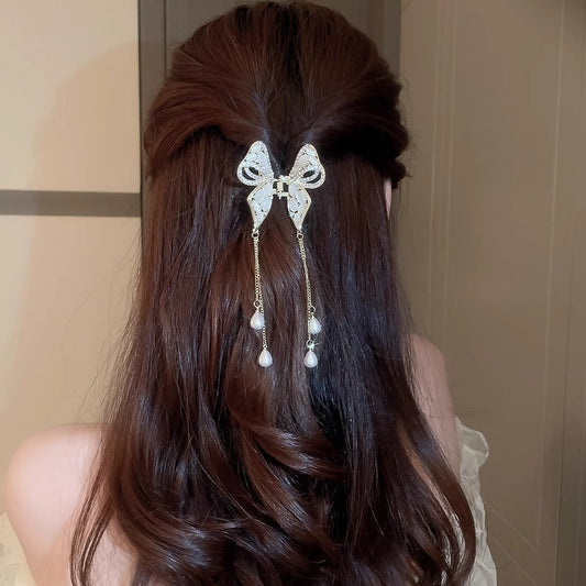Elegant High-grade Golden Pearl Tassel Hairpin